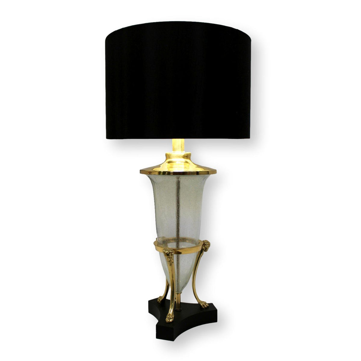 Brass Rams Head & Seeded Glass Table Lamp