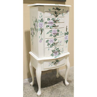 Hand Painted White Jewelry Armoire