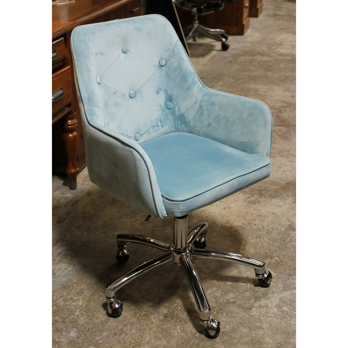Turquoise & Chrome Task Chair
