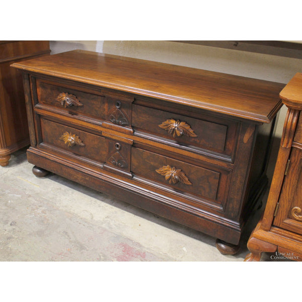 Carved Walnut 2 Drawer Chest