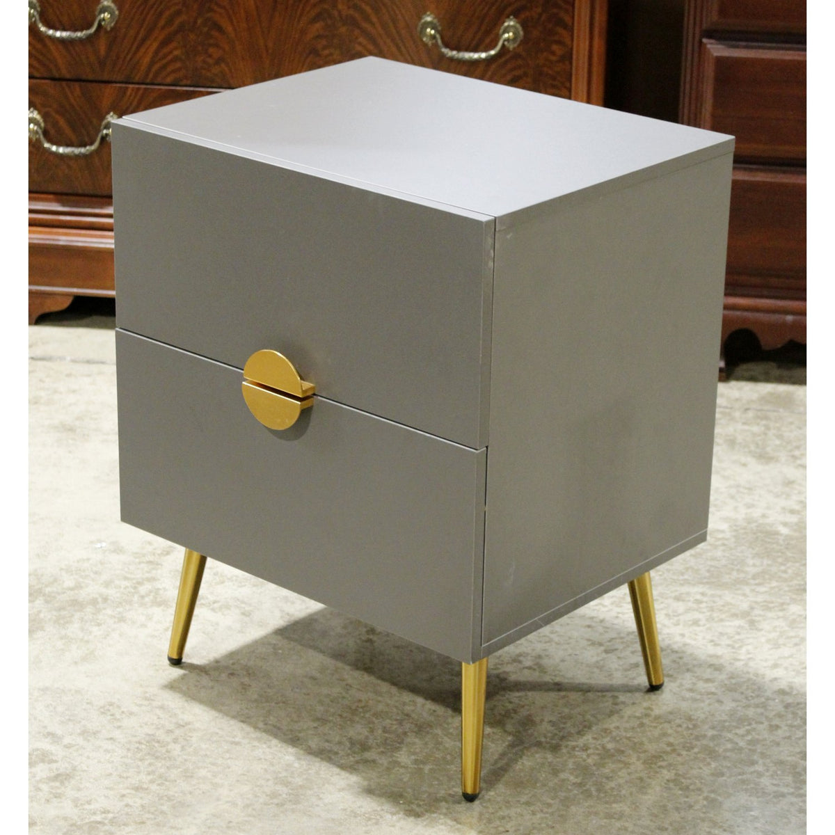 Gray 2 Drawer Nightstand