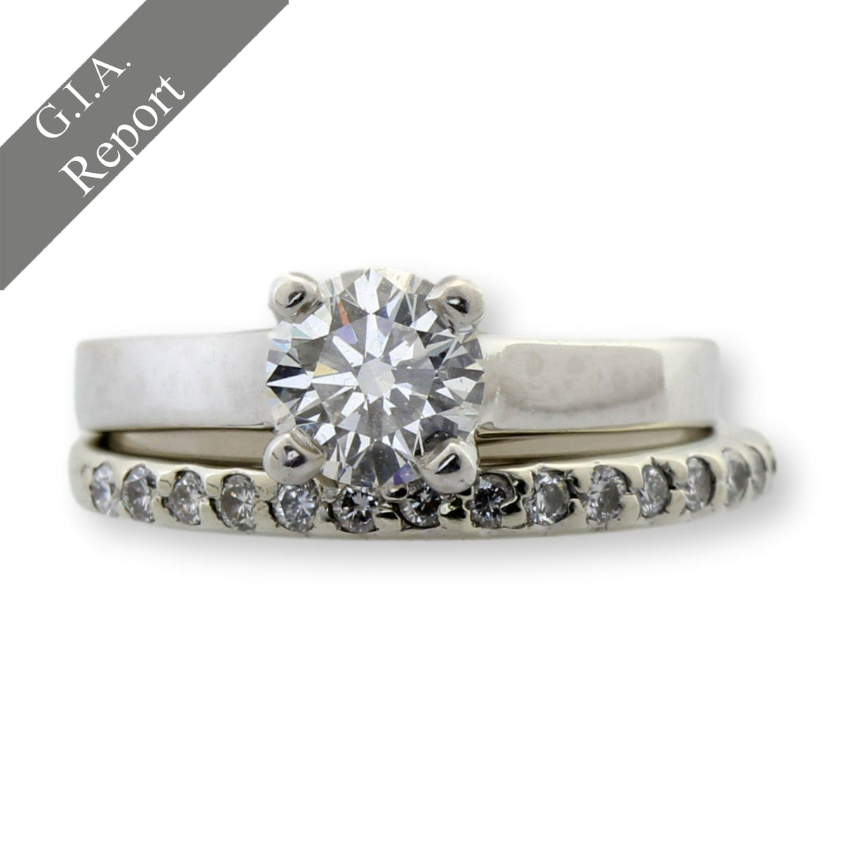 0.85ct GIA Diamond Platinum Engagement Ring | 1.12ctw Set
