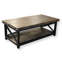 Rustic Plank Top Metal & Wood Coffee Table