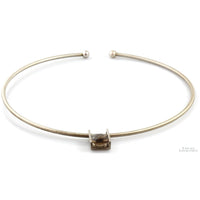 Smoky Quartz Pendant Sterling Silver Torque Collar Matte Finish