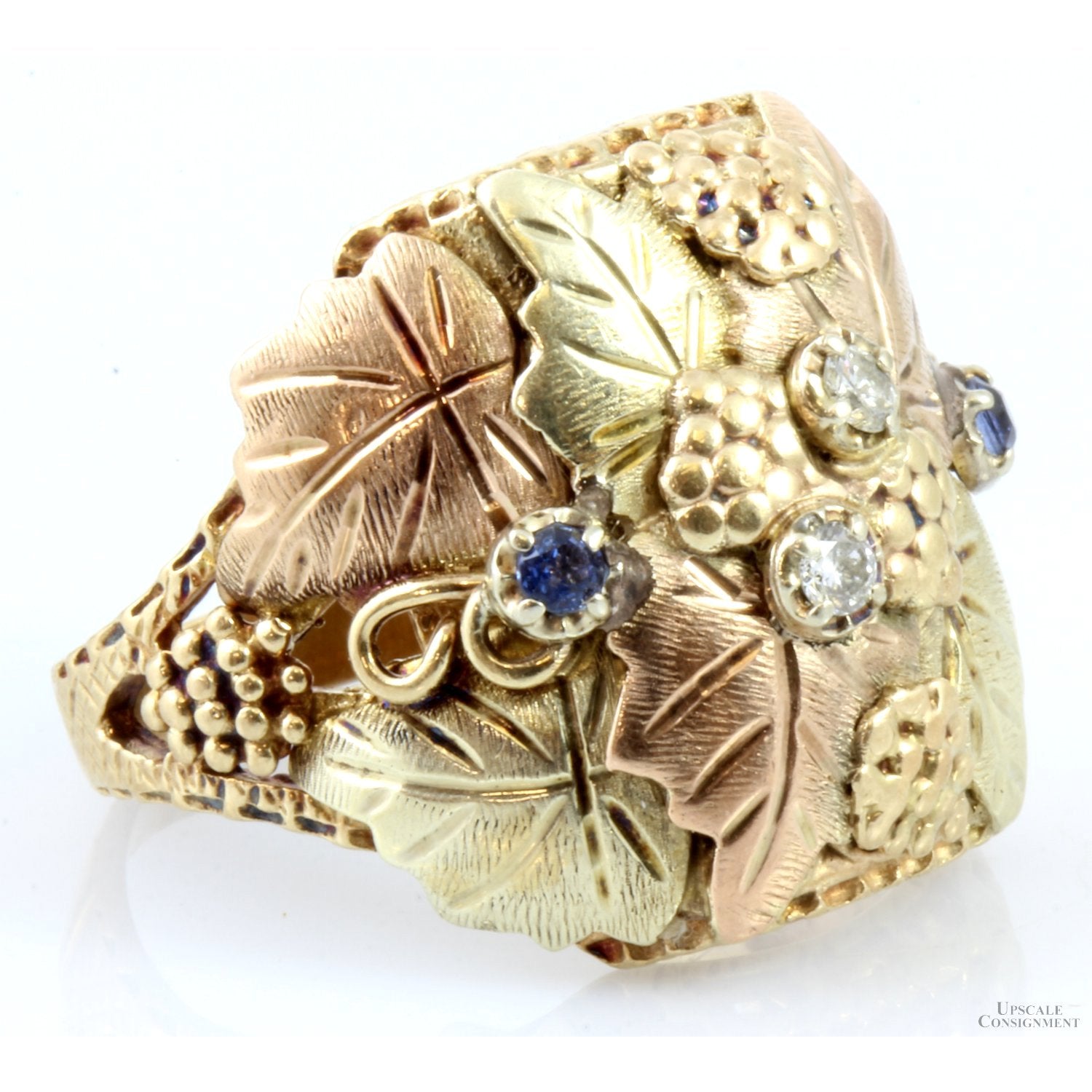Black Hills Gold Diamond Sapphire 10K Gold Men s Ring