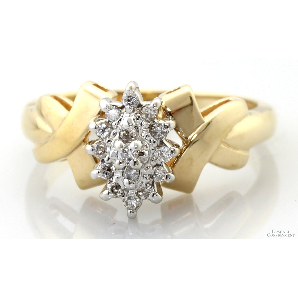 Vintage 0.13ctw Diamond Tiered  Cluster Ring | 14K Yellow Gold
