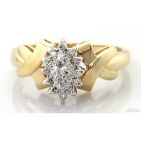 Vintage 0.13ctw Diamond Tiered  Cluster Ring | 14K Yellow Gold