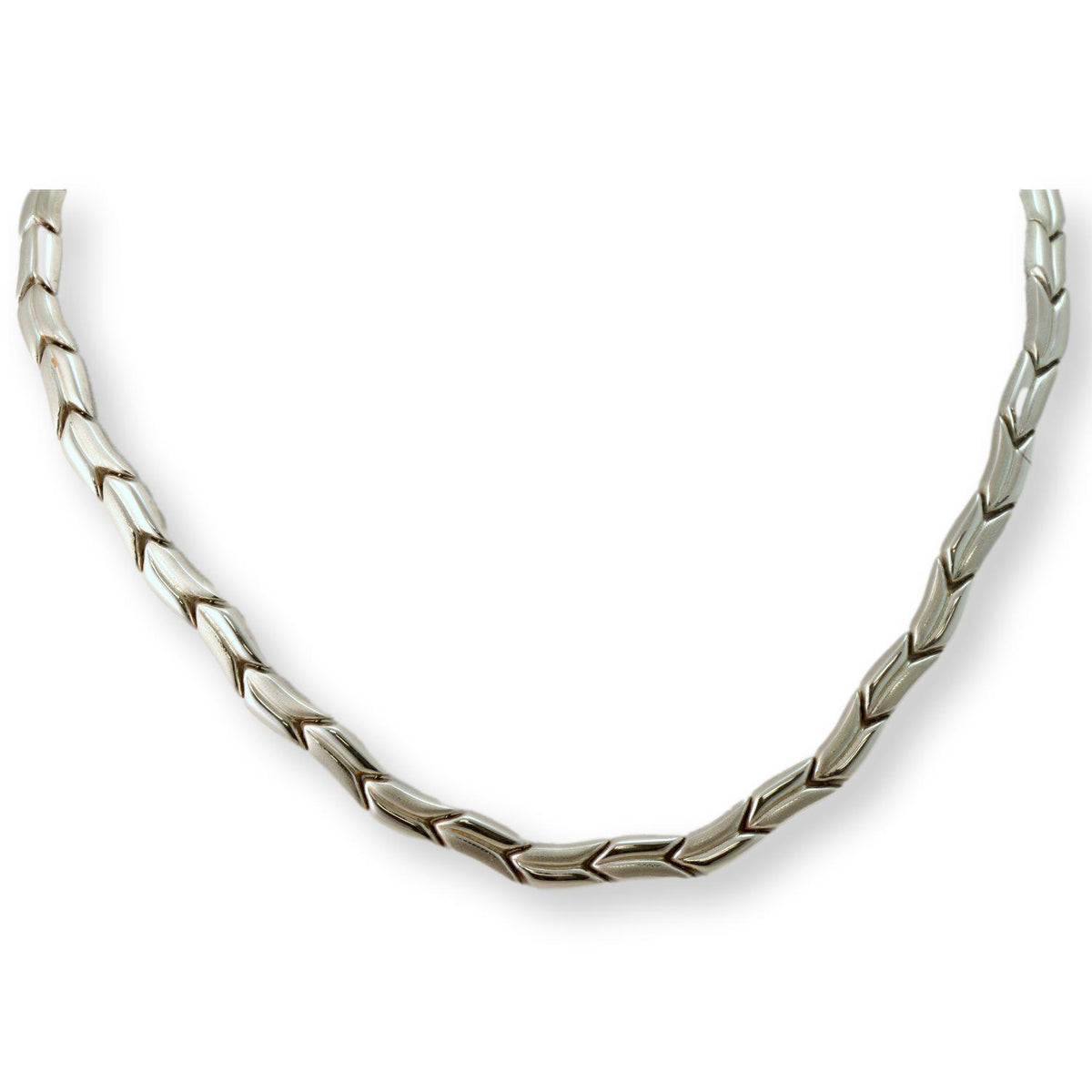 Vintage Italian 14K White Gold Link Necklace 17"