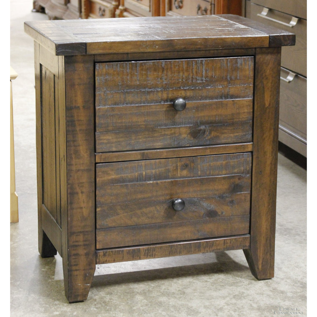 Rustic 2 Drawer Nightstand