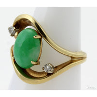 2.66ct Green Jadeite Jade & .12ctw Diamond 14K Gold Ring