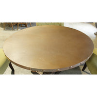 World Market Round Bronze Finish Table w/4 Green Chairs