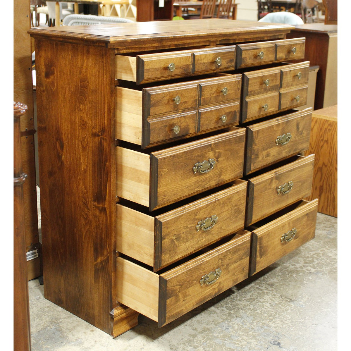 10 Drawer Solid Mahogany Dresser