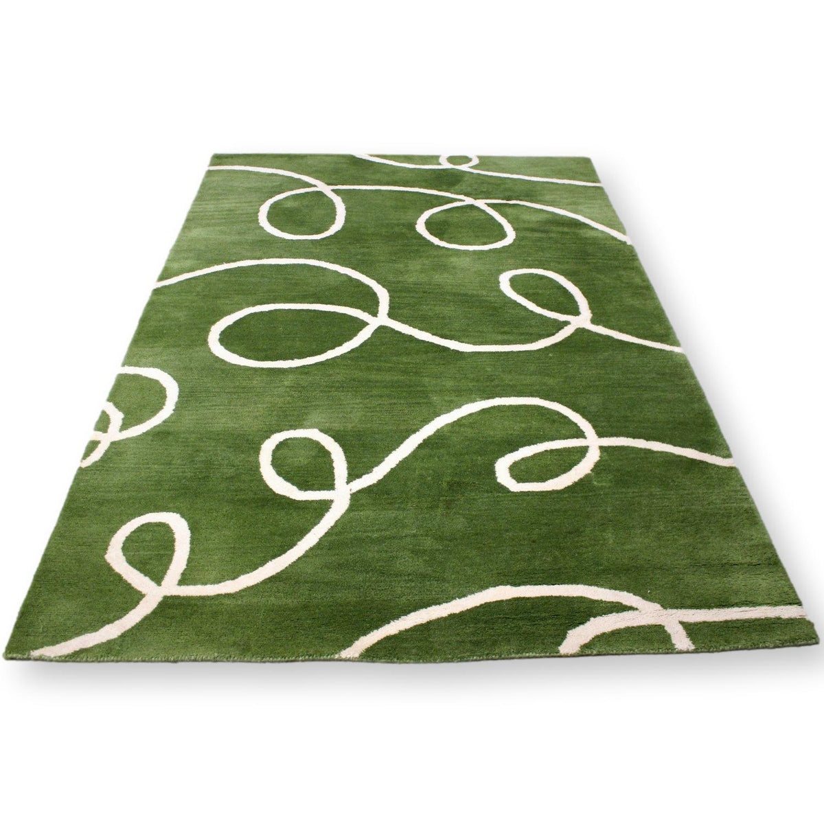 Pottery Barn 5' X 8' Green Swirl Wool Area Rug