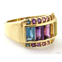 3.0ctw Citrine, Peridot, Garnet, Topaz, Amethyst 10K Gold Ring