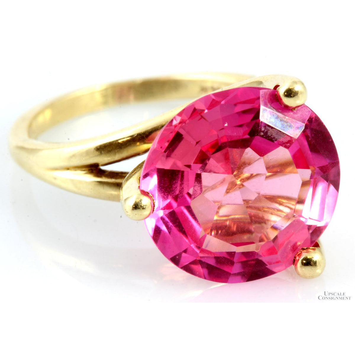 Fancy Pink Created Sapphire 14K Yellow Gold Ring