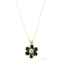 5ctw Black Sapphire & Diamond 18K Gold Vermeil Necklace