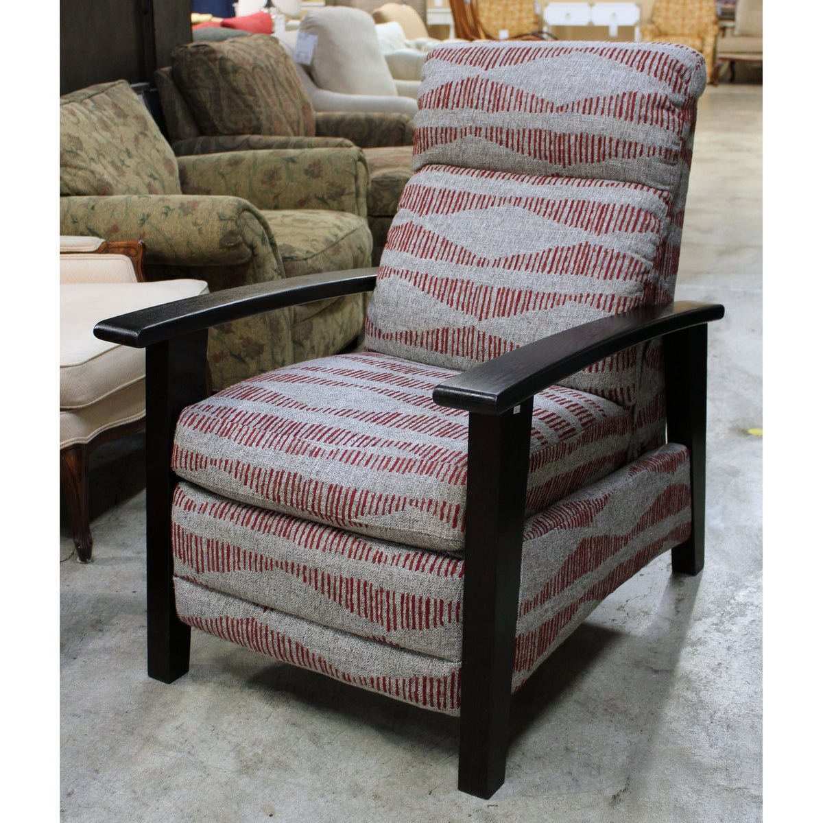 La-Z-Boy Gray & Red Print Push Back Recliner