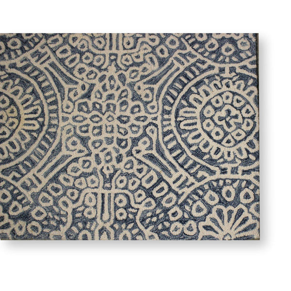 Dash & Albert 2' 5'' X 8' Blue & White Hooked Runner Area Rug