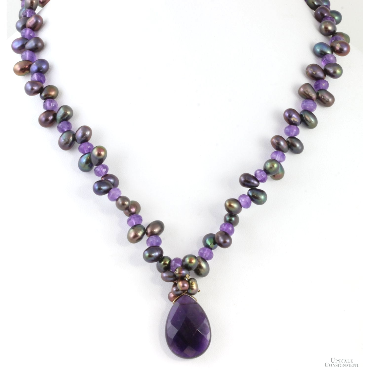 14K Gold Tahitian Pearl & Amethyst Pendant Necklace – Upscale