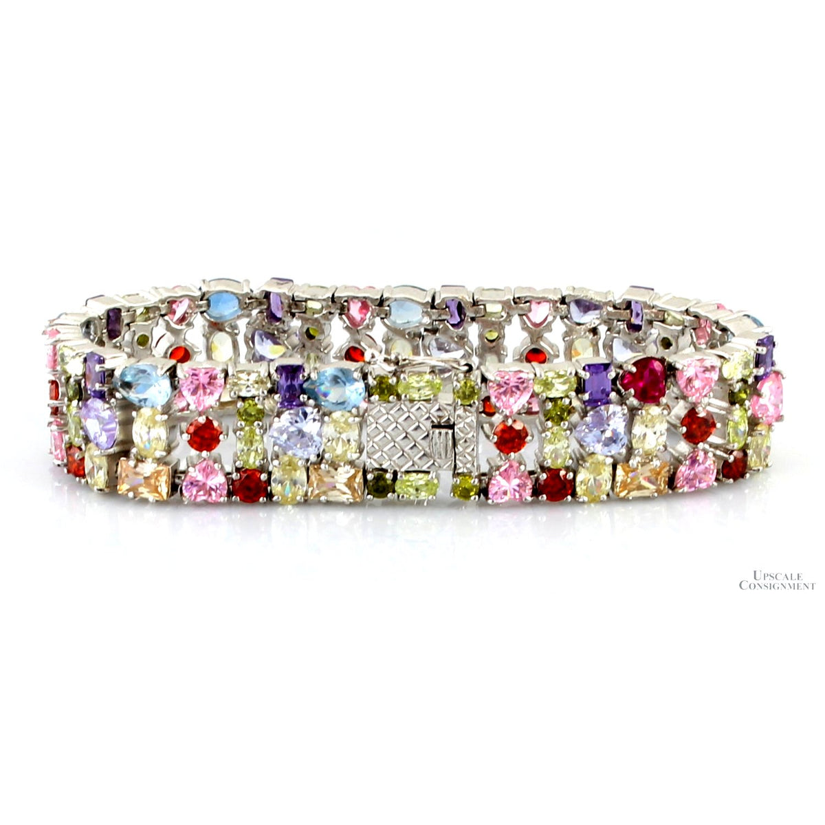 Multicolor Round Oval Heart Pear CZ Sterling Silver Bracelet