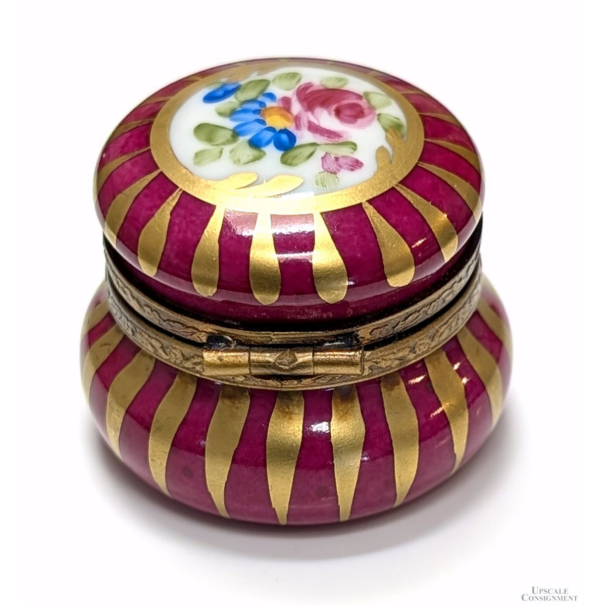Limoges Round Hand-Painted Trinket Box