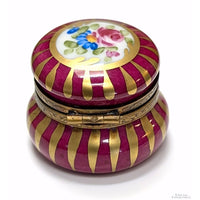 Limoges Round Hand-Painted Trinket Box