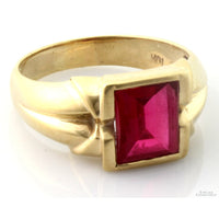 10K Gold Created Ruby Ring | Mid-Century Modern Design