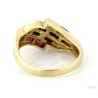 Natural Ruby Gemstones & Diamond Ring in 14K Yellow Gold