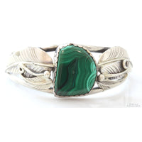 Navajo Silversmith Nelson Piaso Malachite Sterling Silver Cuff