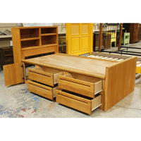 Oak Twin Captain's Bed W/Drawers