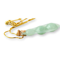 Grade A Icy Translucent Light Green Jadeite Lucky Pea Pod Necklace