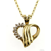 14K Gold .08ctw Diamond Open-Heart Design Pendant