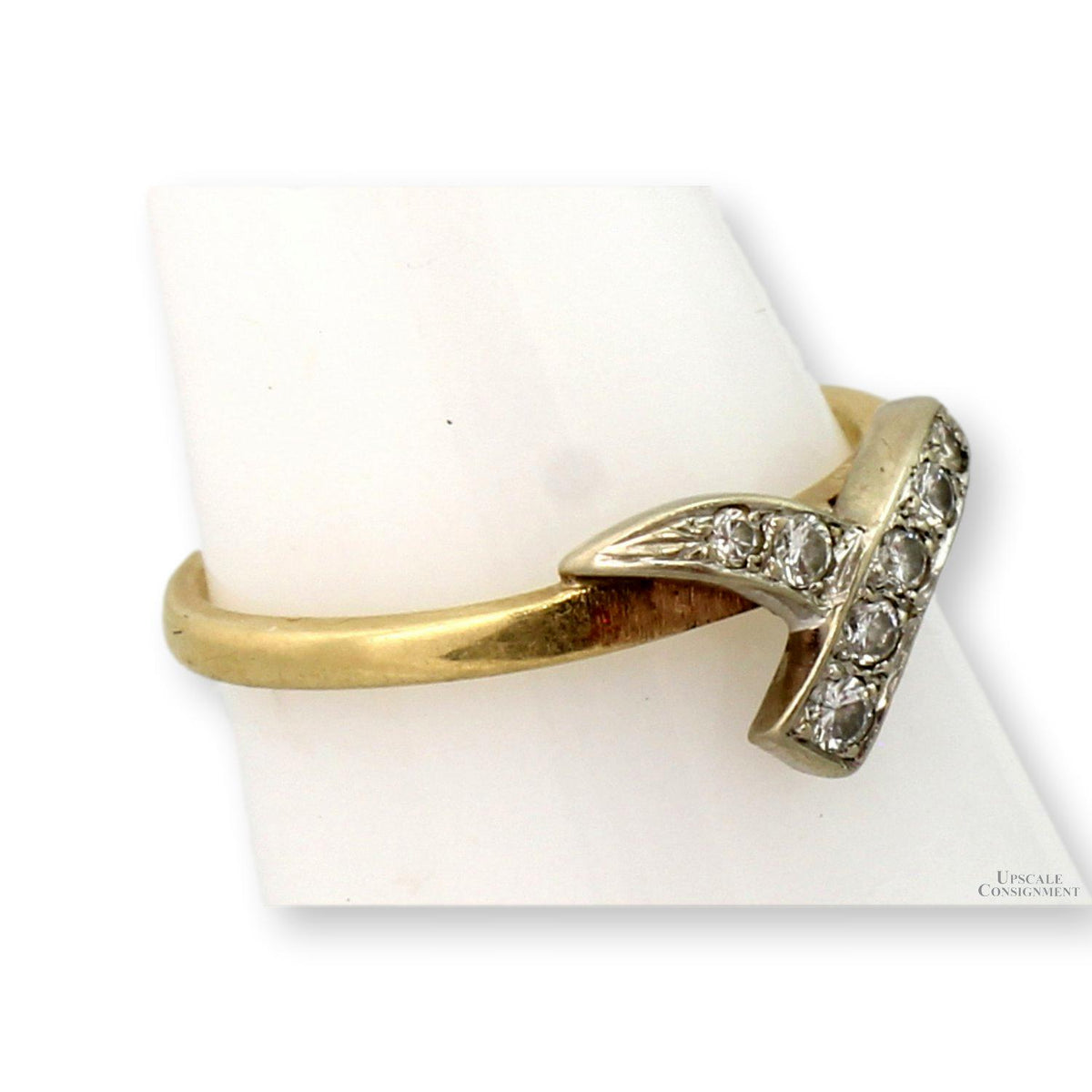 Vintage 14K Two-Tone Gold .25ctw Diamond Bypass Ring