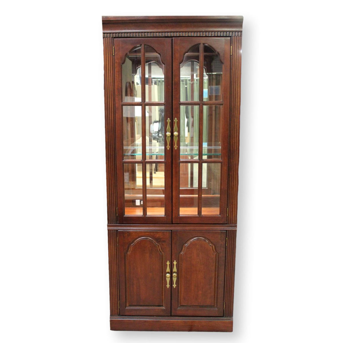 Lighted Mahogany Display Cabinet