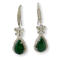 Sterling Silver Grade A Bright Green Jadeite Butterfly Earrings