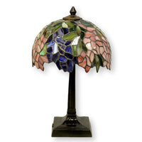 Tiffany Style Pink & Blue Wisteria Petal Table Lamp