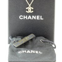 Chanel Crystal CC F12V Palladium-Vermeil Silver Pendant Necklace