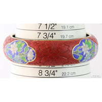 Carved Cinnabar Lacquer Bangle Cloisonné Panels - 66.7 mm