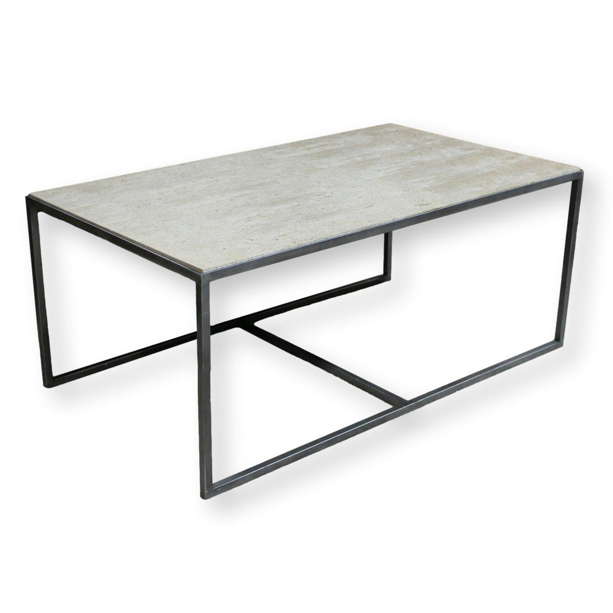 Travertine & Iron Coffee Table