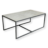 Travertine & Iron Coffee Table