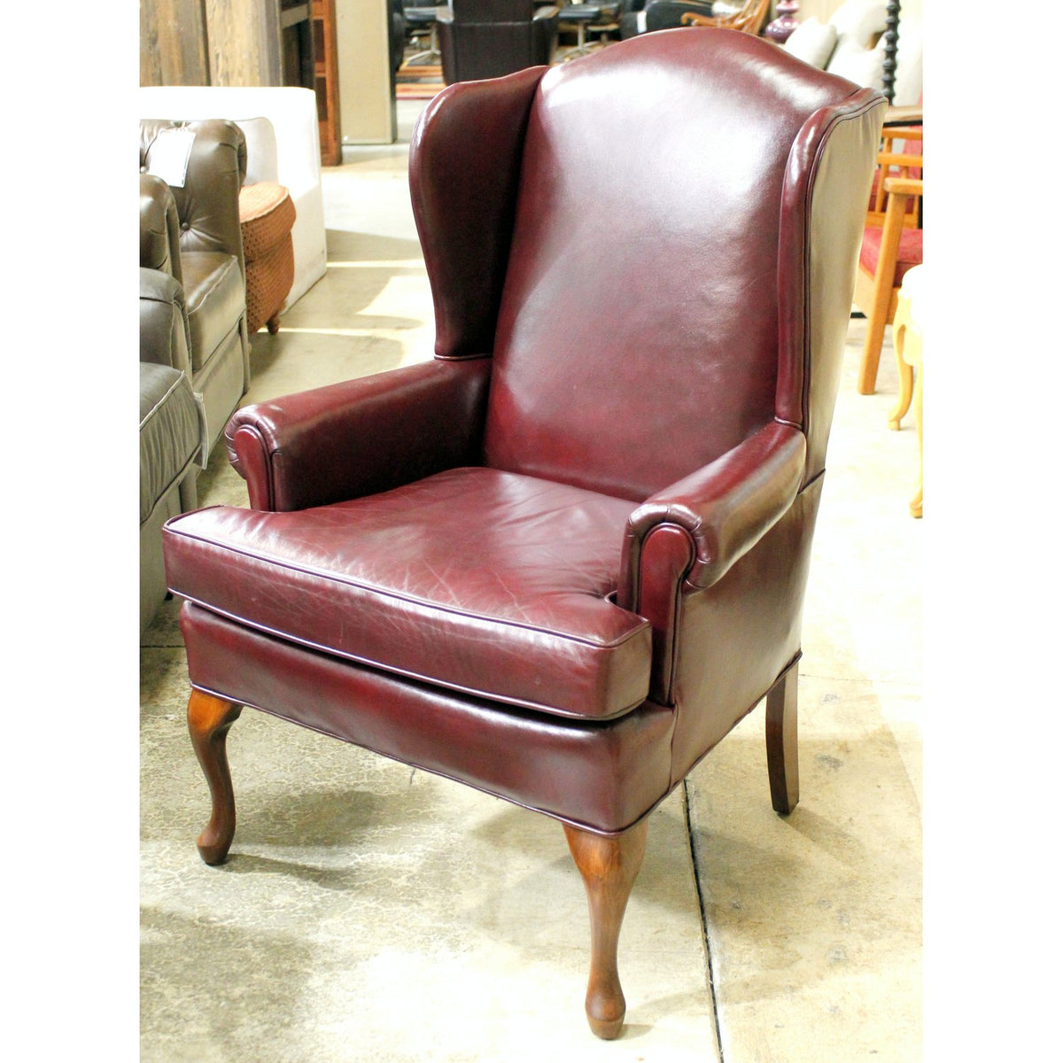 Fairfield Burgundy Leather Wingback Chair