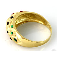 14K Two-Tone Gold Finish Ring - Enameled Jewels