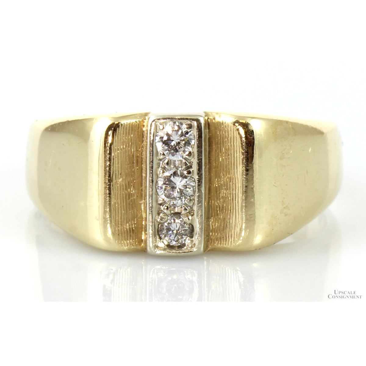 Vintage Three-Stone Men's .26ctw Diamond 14K Gold Ring