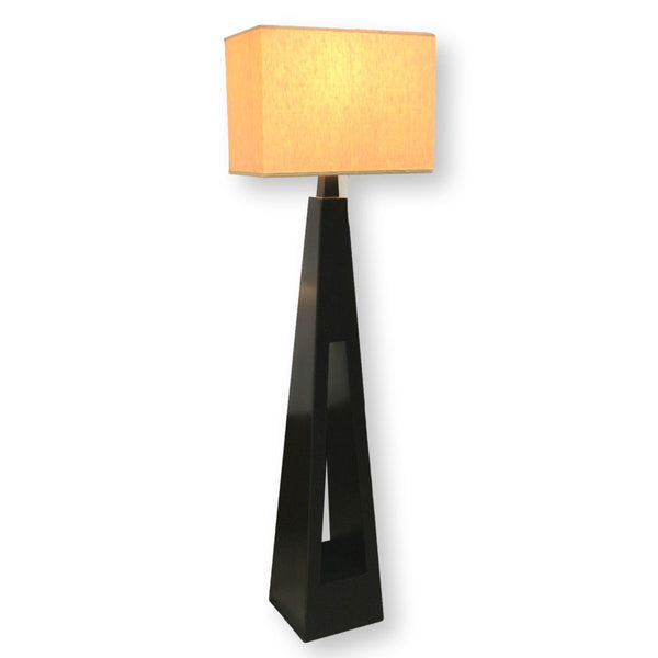 Dark Brown Sculptural Floor Lamp w/Rectangle Shade