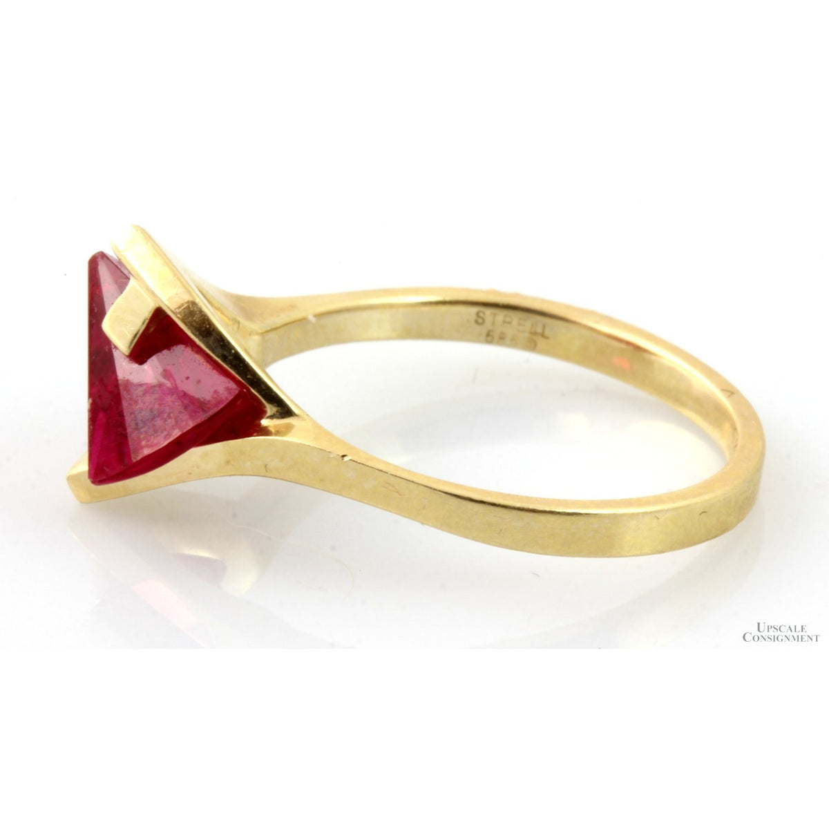 Lighthouse Lens Cut Created Red Spinel 14K Gold Ring