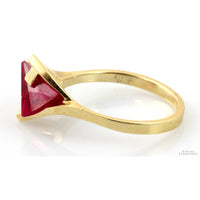 Lighthouse Lens Cut Created Red Spinel 14K Gold Ring
