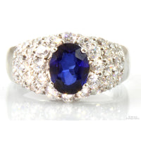 1.70ct Lab Created Sapphire & CZ 18K White Gold Dome Ring