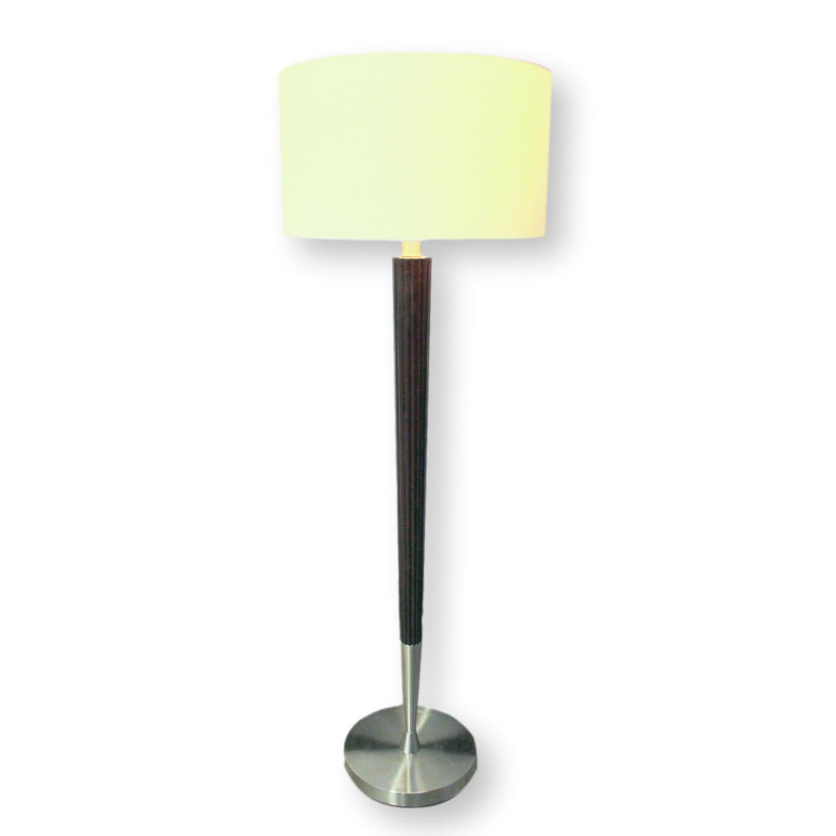 Mahogany & Brushed Nickel Fluted Floor Lamp
