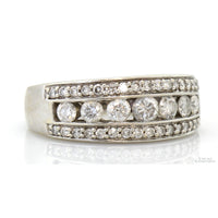 1.01ctw Diamond 14K White Gold Vintage Inspired Triple Row Ring