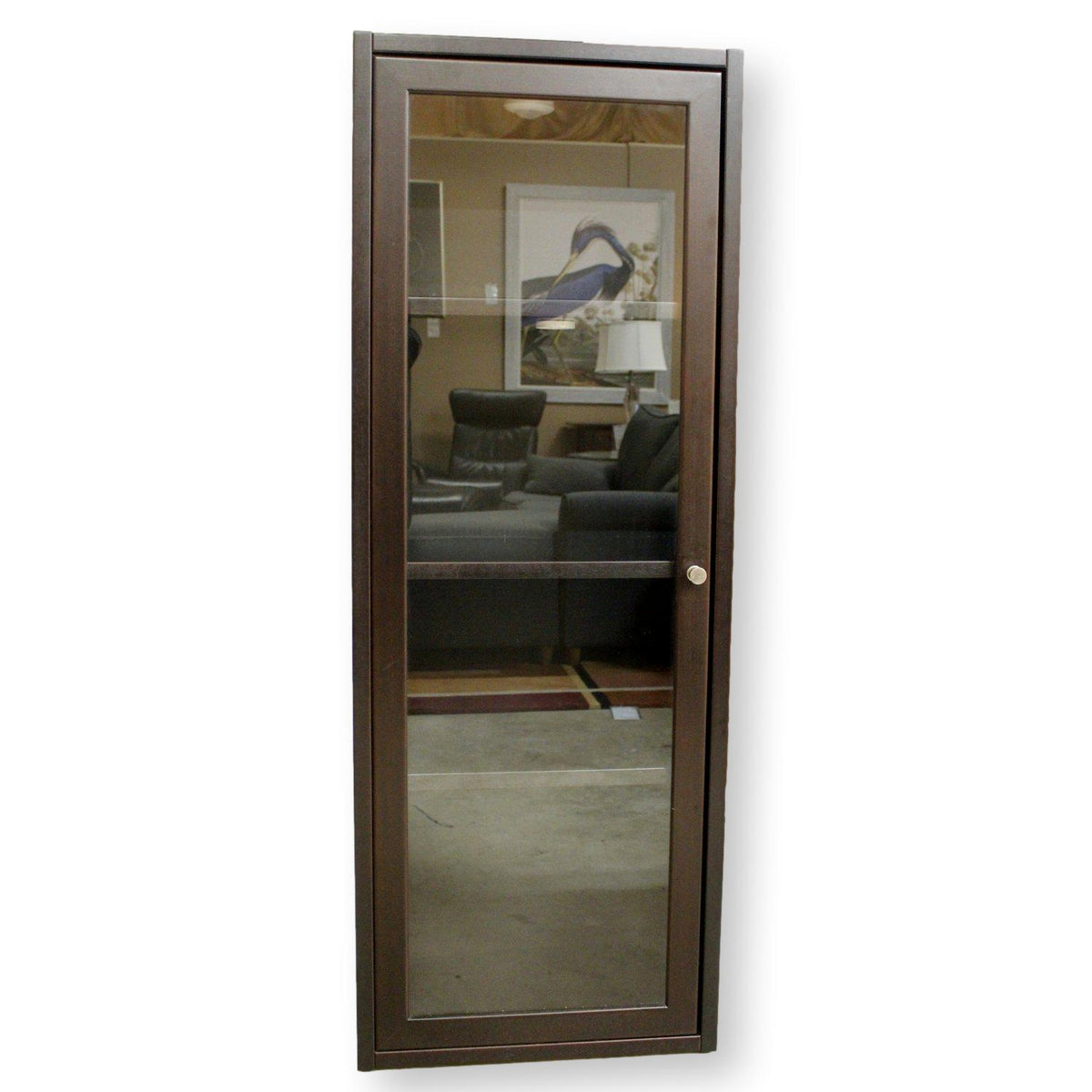 Black Narrow Bookcase w/Glass Door